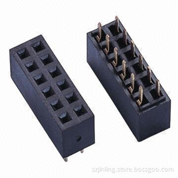 Female Headers, O-type Terminal, 8.5mm Height, 2.54mm Pitch, Dual-row, Straight Angle